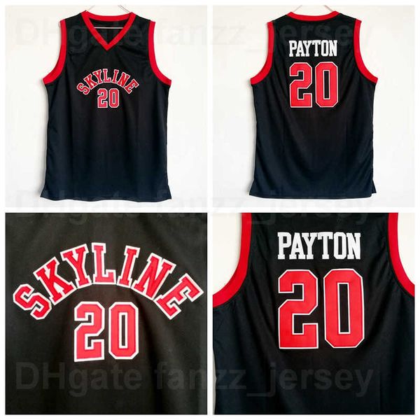 

ncaa basketball skyline gary payton high school jersey 20 men university black team color breathable shirt pure cotton moive for sport fans