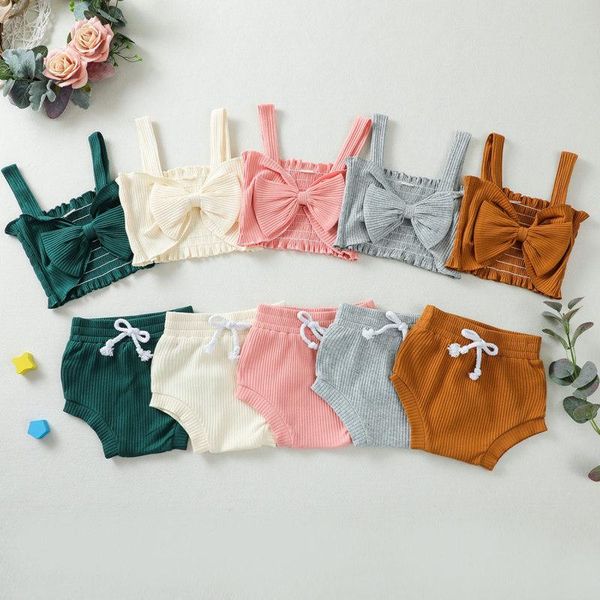 

clothing sets sleeveless summer suit for born baby boys girls cotton soft tank vest + shorts infant kids 2pcs casual home wear outfits, White