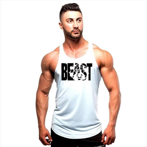

mens sleeveless shirt gym workout clothes vest cotton canoe fitness to we, White;black