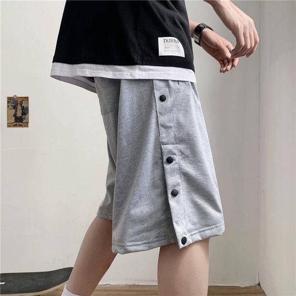 

men's shorts men fitness bodybuilding man summer gyms workout male breathable quick dry sports basketball jogger buttons, White;black