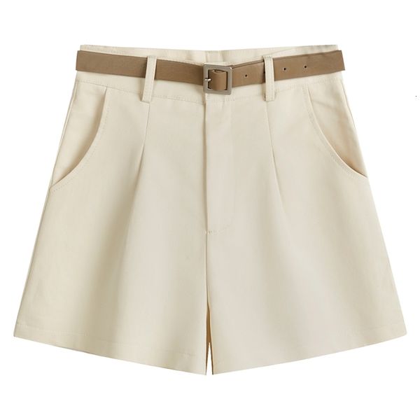

women's shorts summer korean style casual women white fashion female baggy high waist cotton vintage belt black wide leg short pan, White;black