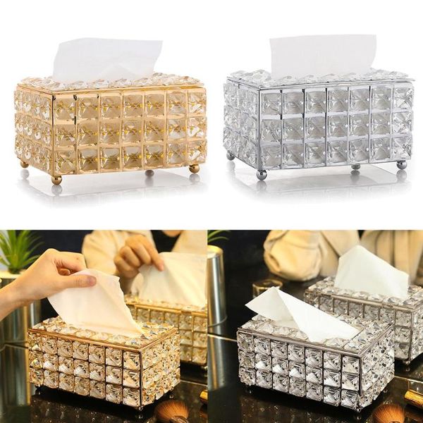

tissue boxes & napkins european-style square crystal box home bar ktv table decoration living room tea drawer case holder