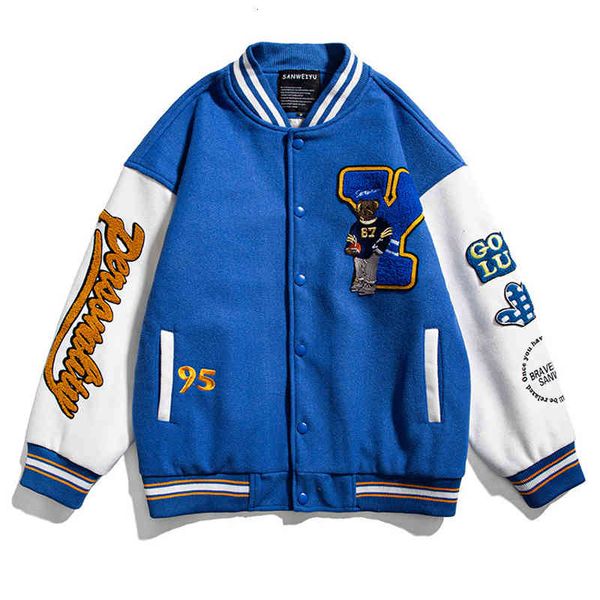 

men's jackets arrival fashion loose character embroidered thick mark bomber clothing man's jacket fall baseball preppy style z1py, Black;brown