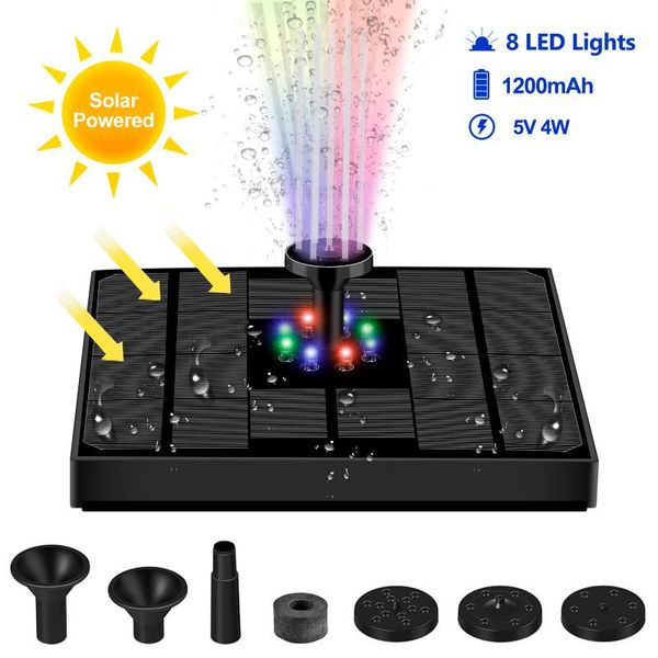 

solar powered fountain led colorful light pool waterproof water panel garden decor outdoor bird bath decorations