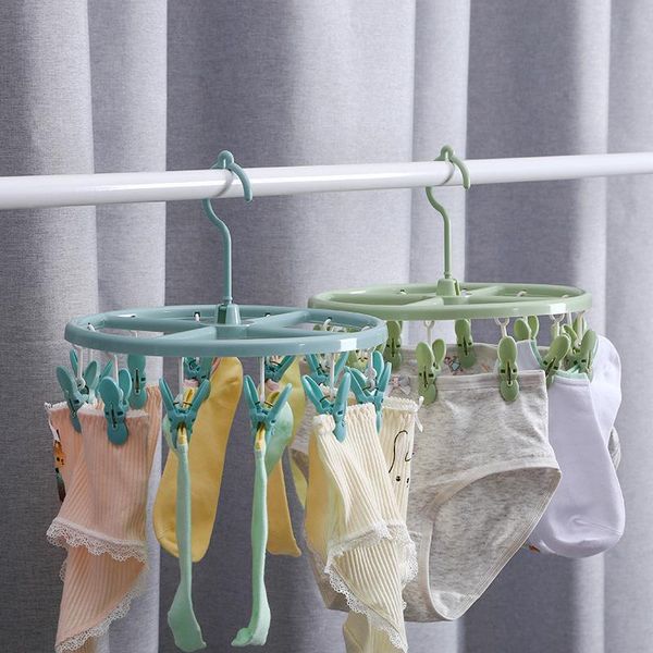 

hangers & racks rotatable multifunctional round drying rack with 12 clips plastic foldable clip space saving indoor socks
