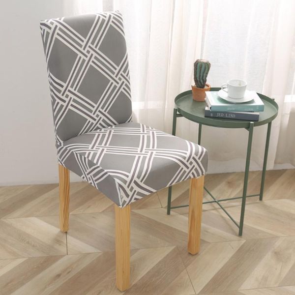 

chair covers gray grid universal size printing cover protector seat slipcovers for el banquet home wedding decoration