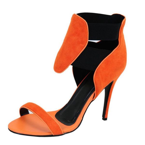 

spring open toe women pumps big size 34-46 party shoes for female gradient kid suede woman sandals heel tl-a0071, Black