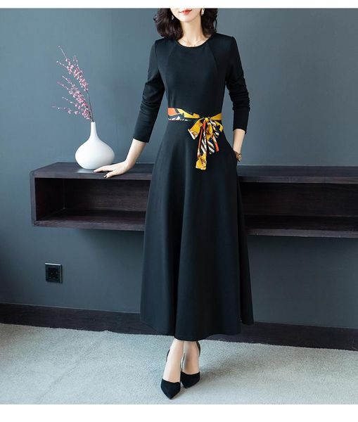 

casual dresses slim maxi dress 2021 autumn women's clothing office lady large size bodycon fashion knitted vestidos female, Black;gray