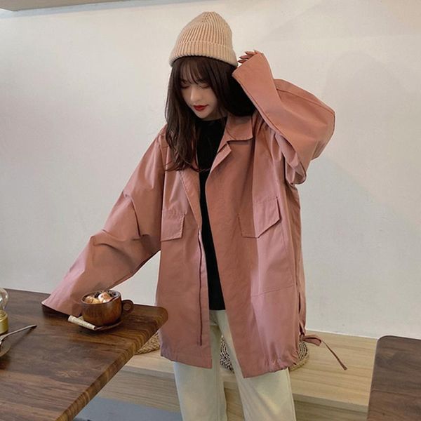 

women's jackets 2021 spring vintage loose wild leisure tooling outerwear women womens jacket windbreaker, Black;brown