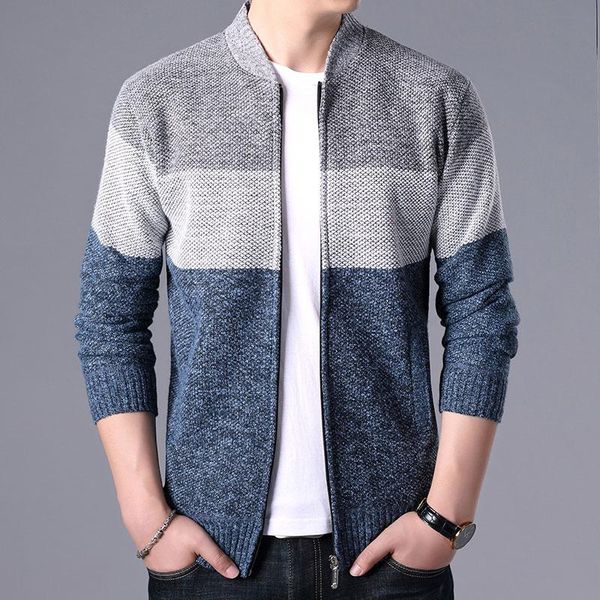 

men's sweaters autumn winter fashion mens patchwork knitted cardigan coats brand clothing man's knitwear sweatercoats outerwear, White;black