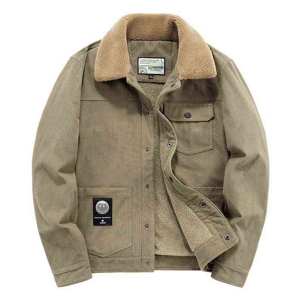 

Winter Windproof Corduroy and Outer Fce Lining Warm et Men's, Black