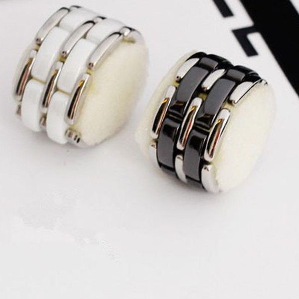 

cluster rings luxury jewelry 2021 ring men and women strap ceramic double row black white couple stainless steel punk gift wholesale, Golden;silver