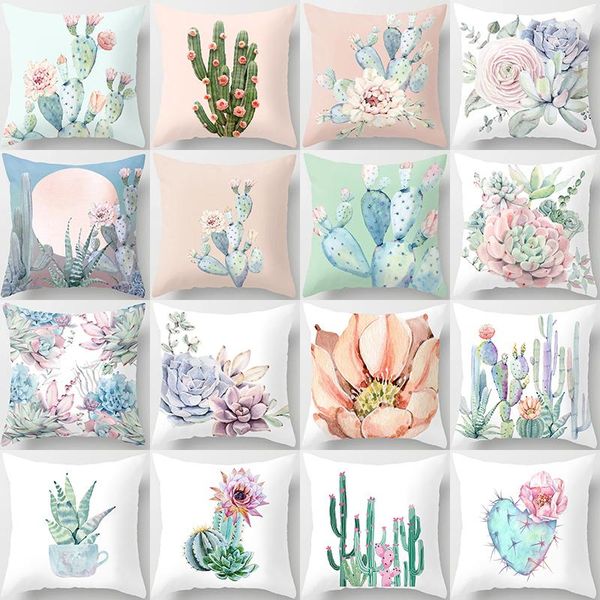 

cushion/decorative pillow tropical cactus succulent plant pattern polyester cushion cover decorative car seat throw for sofa home decor