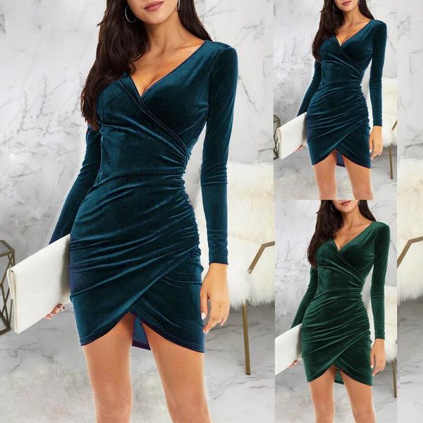 

casual dresses women's autumn dress ladies slim long sleeve v-neck short hip skirt evening party women vestido feminino, Black;gray