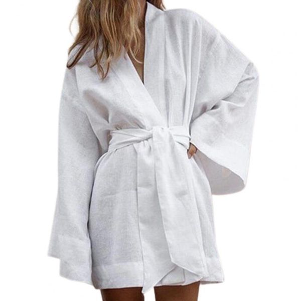 

casual dresses lace up robe dress long sleeve women v neck solid color cardigan mini fashion streetwear sleeping wear female cloth, Black;gray