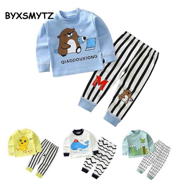 Kids Pajamas Set Baby Boys Девушки Хлопок Длинные Рубашки с рукавами + Данды Мультфильм Детская Одежда Осенняя Осенняя Осенняя Сорта Костюм Pajama 210915