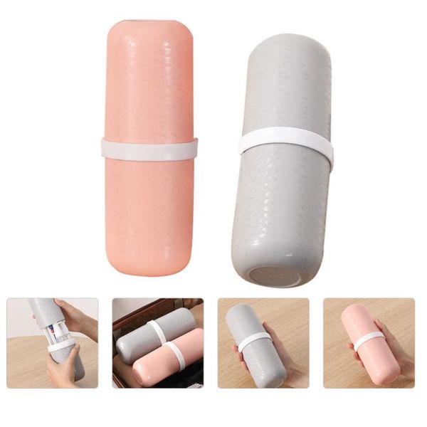 

cups & saucers 2pcs student portable washing toothbrush storage bottles travel