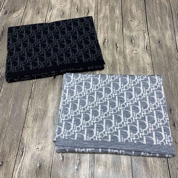 

the new design 2021 autumn and winter new men's wool blended letter pattern two-color double-sided warm scarf thick bib, Blue;gray