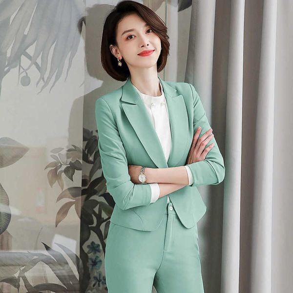 Artı Boyutu kadın Sonbahar Profesyonel Suits Ofis İş Giysileri Moda Ve Zarif Kısa Bayanlar Ceket Rahat Pantolon 210527