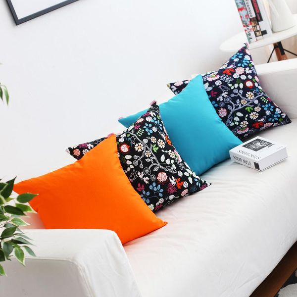 

cushion/decorative pillow 45x30/40/45/50/60cm deep blue foral cushion cotton orange case large waist pillowcase cover for backrest