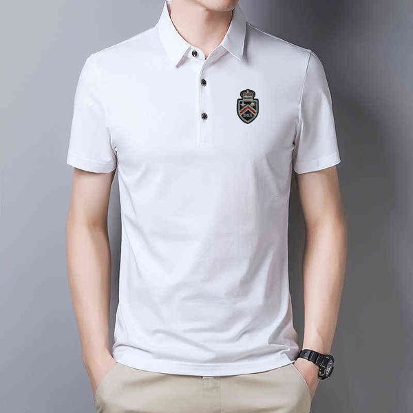 

men's short sleeved t-shirt paul polo summer drs with tie embroidery ice silk light cotton damp id. put on cloth, White;black
