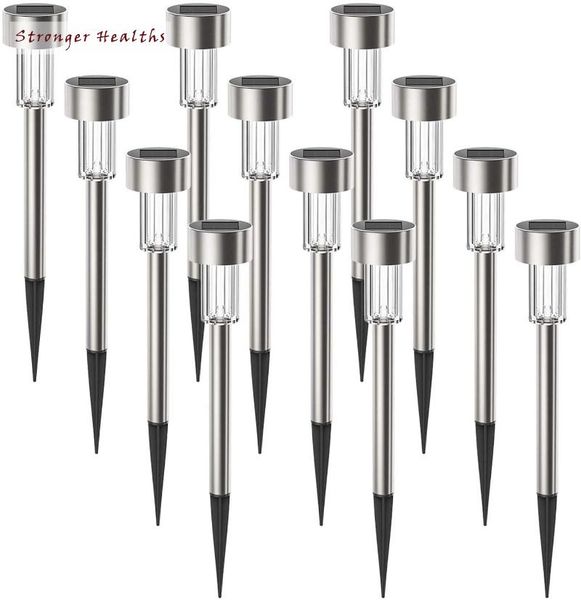 

12pcs outdoor garden lamp glass stainless steel waterproof yard led solar lights landscape lighting for pathway lawn#4 lawn lamps