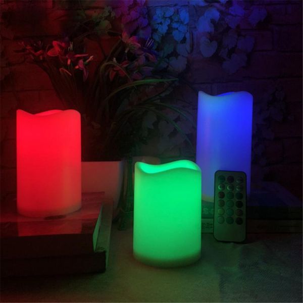 

candle light colorful remote control 3 piece set led electronic timer night candles