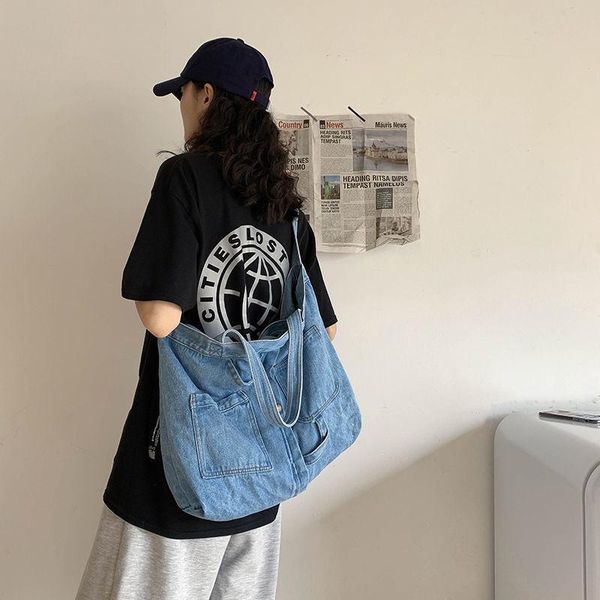 

female shoulder canvas bag casual women's denim messenger tote cross body