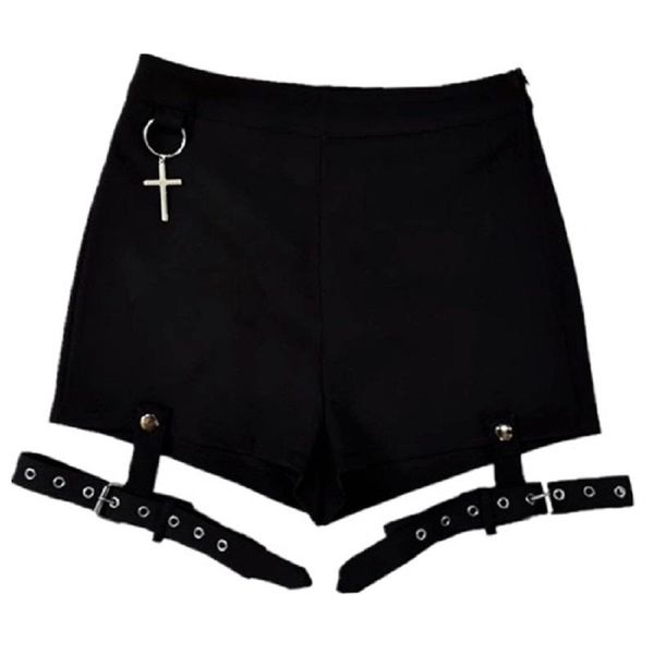 

men's shorts summer punk rock women's cross ring hanging ornament fashion black streetwear hip hop mujer, White;black