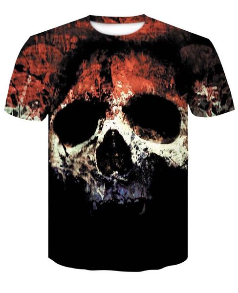

men's t-shirts summer 3d skull series t shirt terror pattern printing t-shirt quick drying casual fashion men loose oversized tshirts, White;black
