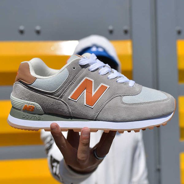 

2021 langxin baiwei nb men's and women's sho couple 574 running dark orange grey