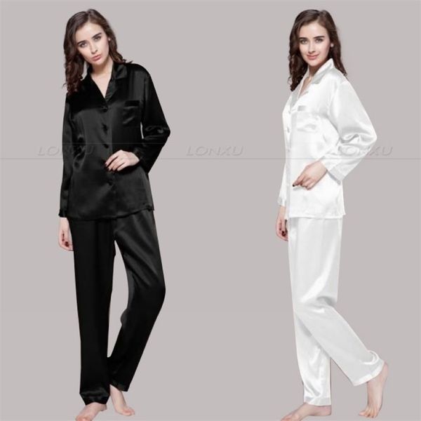 Damen-Pyjama-Set aus Seidensatin, Pyjama-Pyjama, Nachtwäsche, Loungewear, S, M, L, XL, 2XL, 3XL Plus Solid__Fit für alle Jahreszeiten 211215