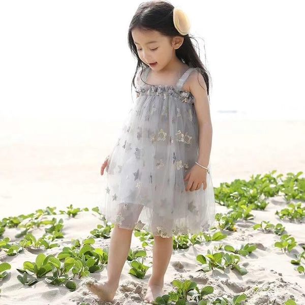 

toddler girl dresses sequin embroidery mesh princess suspenders summer baby tutu dress 1 to 8y girl's, Red;yellow