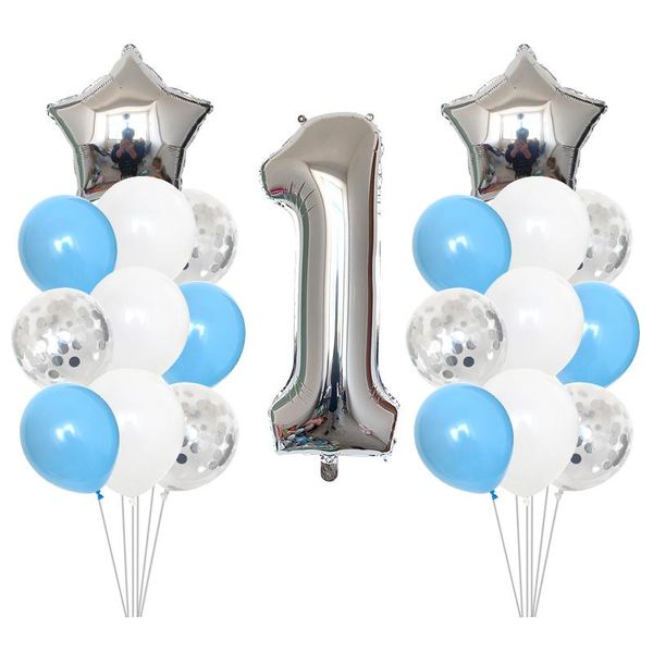 

1set silver gold birthday party balloon digit 1 helium foil balloons boy girl my years old baloon baby balls decoration