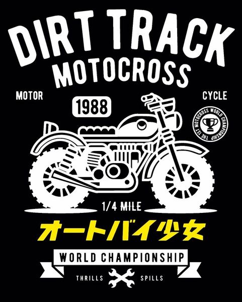 

dirt track motorcross championship motorcycle tee shirt black or white, White;black