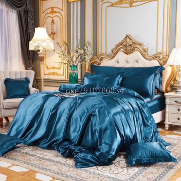 

bedding sets light luxury mulberry silk supplies 4pcs silky nude sleeping summer season cool european-style duvet cover sheet