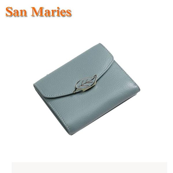 

wallets san maries genuine cow leather women short wallet hasp small and purses black gift box package drop, Red;black