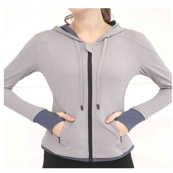 

women's loose running jacket long sleeve yoga shirts with zipper thumb holes casual elastic sport coat gym sports hoodies, Black;red