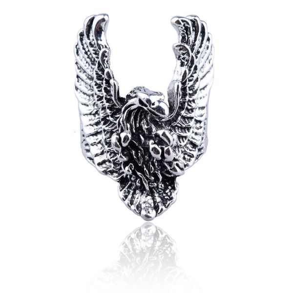 

kumi style men's hip hop fashion flow case eagle punk ring, Black