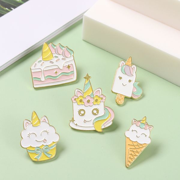 

ice cream enamel pins cake brooches sweet pink horse aniaml cartoon bag hat lapel pin badge gift for girl boysdio chan contact, Gray