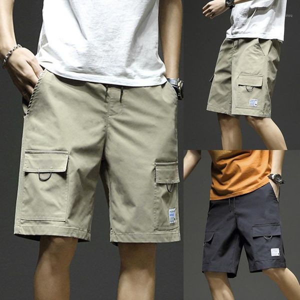 

men's shorts men short sweatpants cotton jogger casual 2021 summer elastic waist cargo solid color clothing pants, White;black