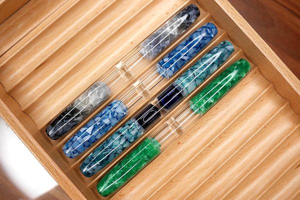 

penbbs resin transparent double-nib fountain pen double ink storage dual-use fine nib 0.5mm fashion writing gift set pens