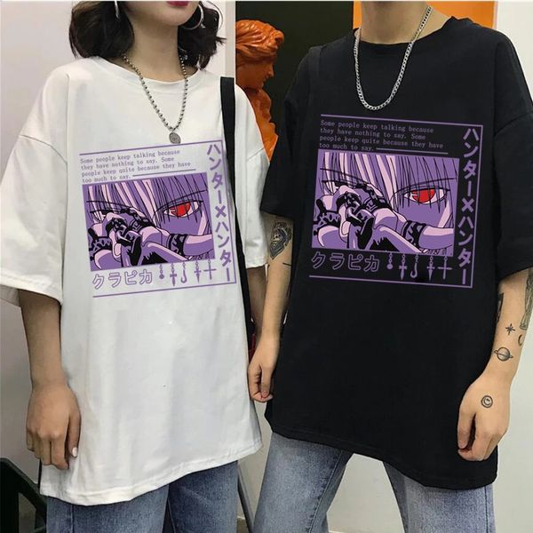 

hunter short sleeve women t shirt goth harajuku anime devil eye printed 90s summer clothing tee, White