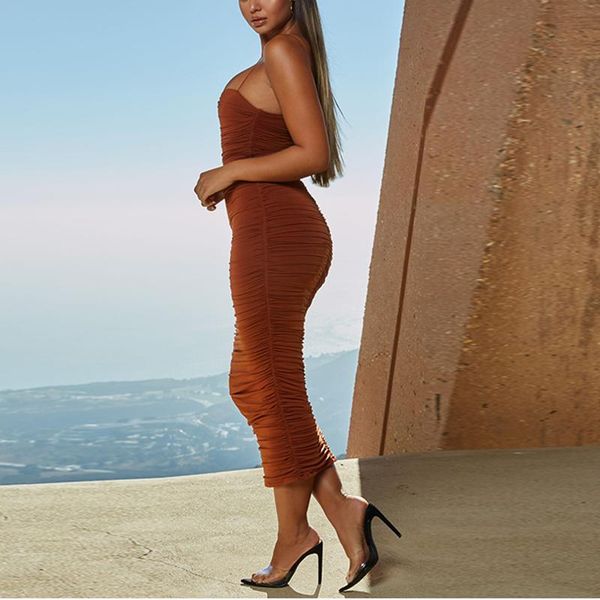 

casual dresses double layers summer dress women long ruched bodycon woman party night ladies elegant midi 2021, Black;gray
