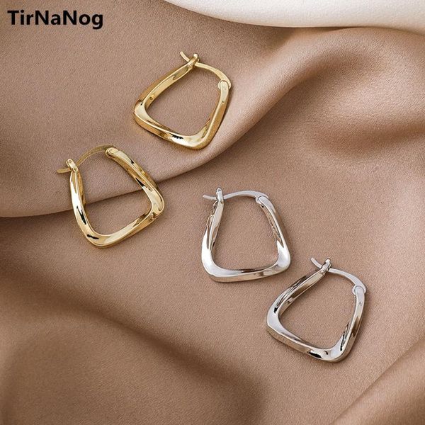 

hoop & huggie 2021 korean metal round earrings for women fashion cute gold silver color punk charm earring minimalist jewelry, Golden;silver