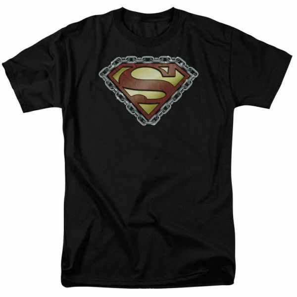 

chained superman logo t shirt licensed comic book movie tee black, White;black