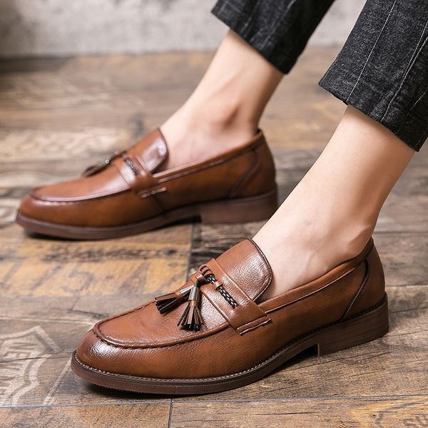 

oxford shoes for men casual shoes retro brand driving shoes men loafers moccasins dress for men big size 38-47 elegantes, Black