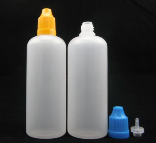 E Botellas cuentagotas de plástico líquido 100 ml Botella de gotas para los ojos Tapa a prueba de niños Botellas de plástico de punta larga y delgada 100 ml 100 piezas Gratis