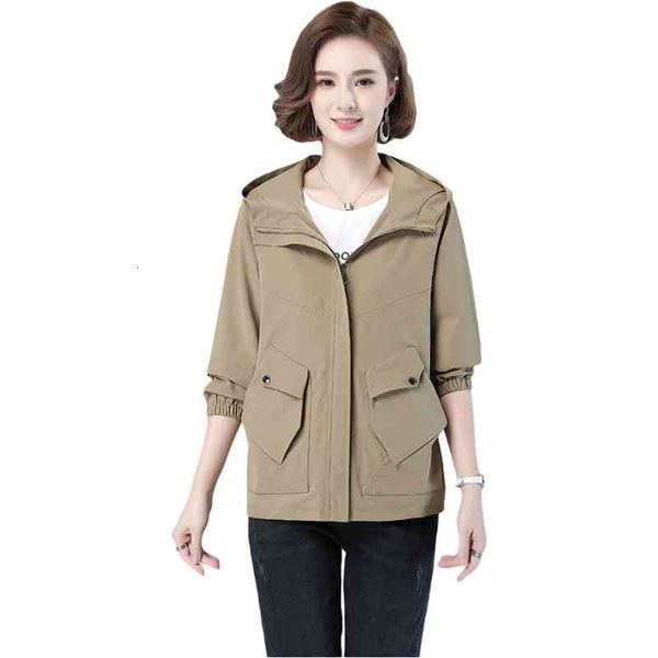 

women's fur & faux spring autumn windbreaker women coat plus size hooded casual wild long sleeve short jacket loose ladies clothe, Black
