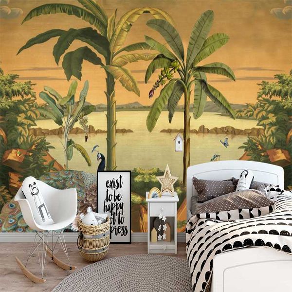 

wallpapers milofi 3d custom wallpaper peacock plantain illustration